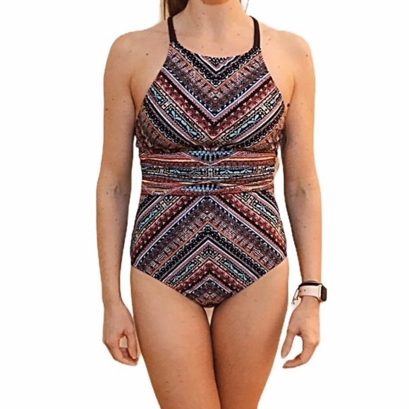 𝅺MOSSIMO multicolor strappy 1-piece Swimsuit - Picture 3 of 8